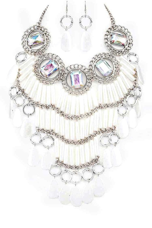 Statement Crystal Necklace Set Stylish Fashion Jewelry