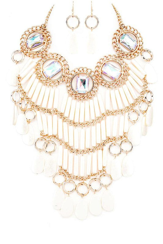 Statement Crystal Necklace Set Stylish Fashion Jewelry