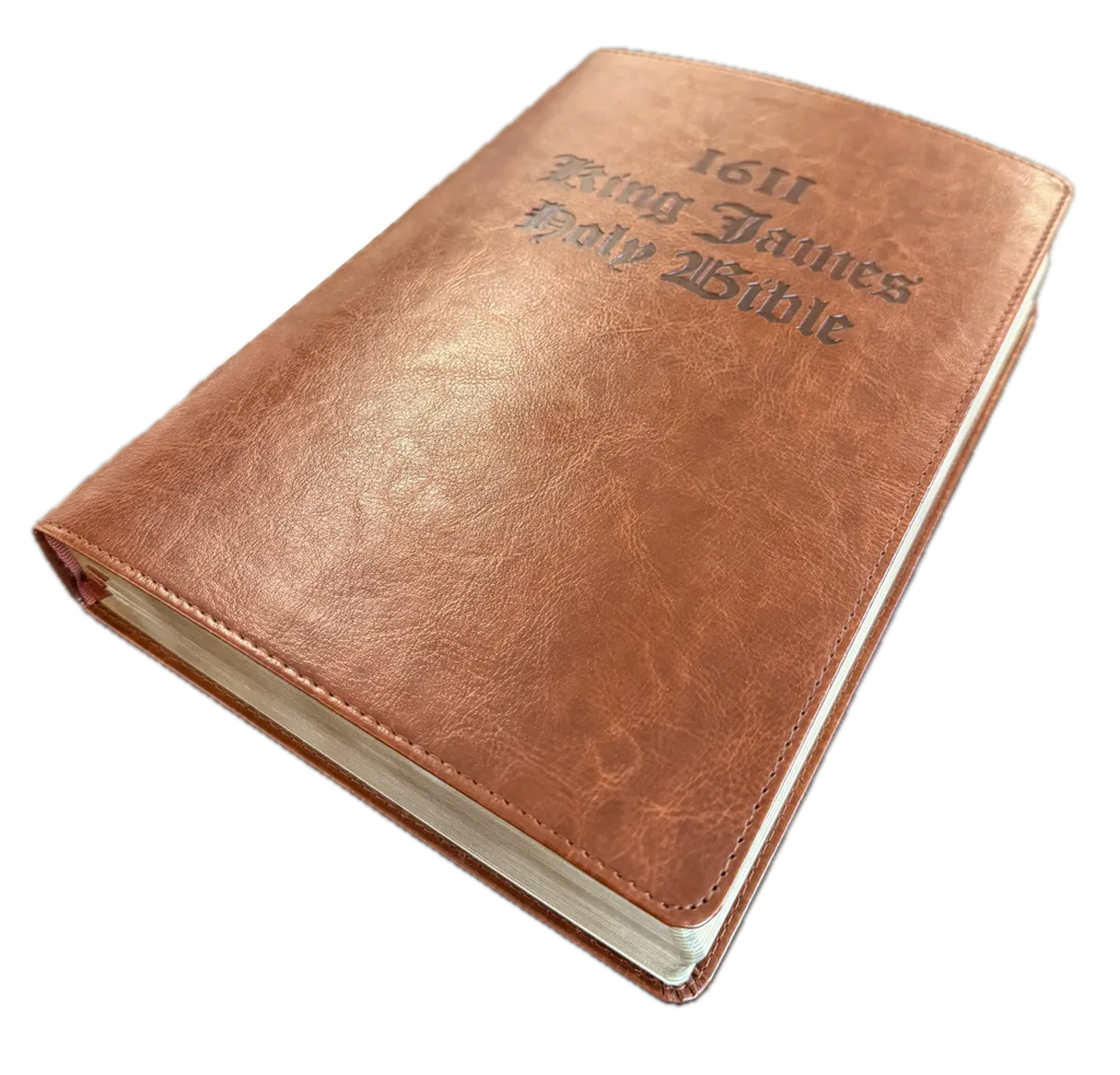 1611 King James Bible - Brown Leather Cover