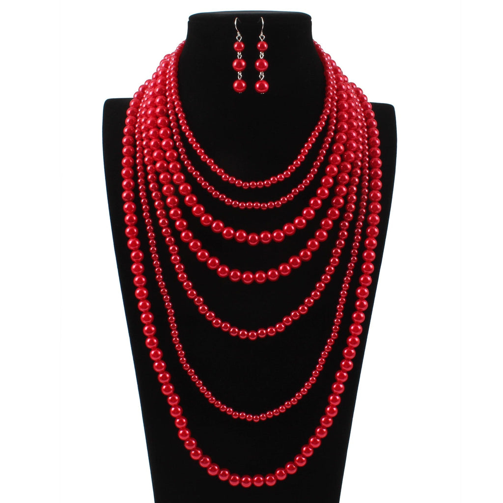 Fashion Multilayer White Imitation Pearl Choker Necklace Set