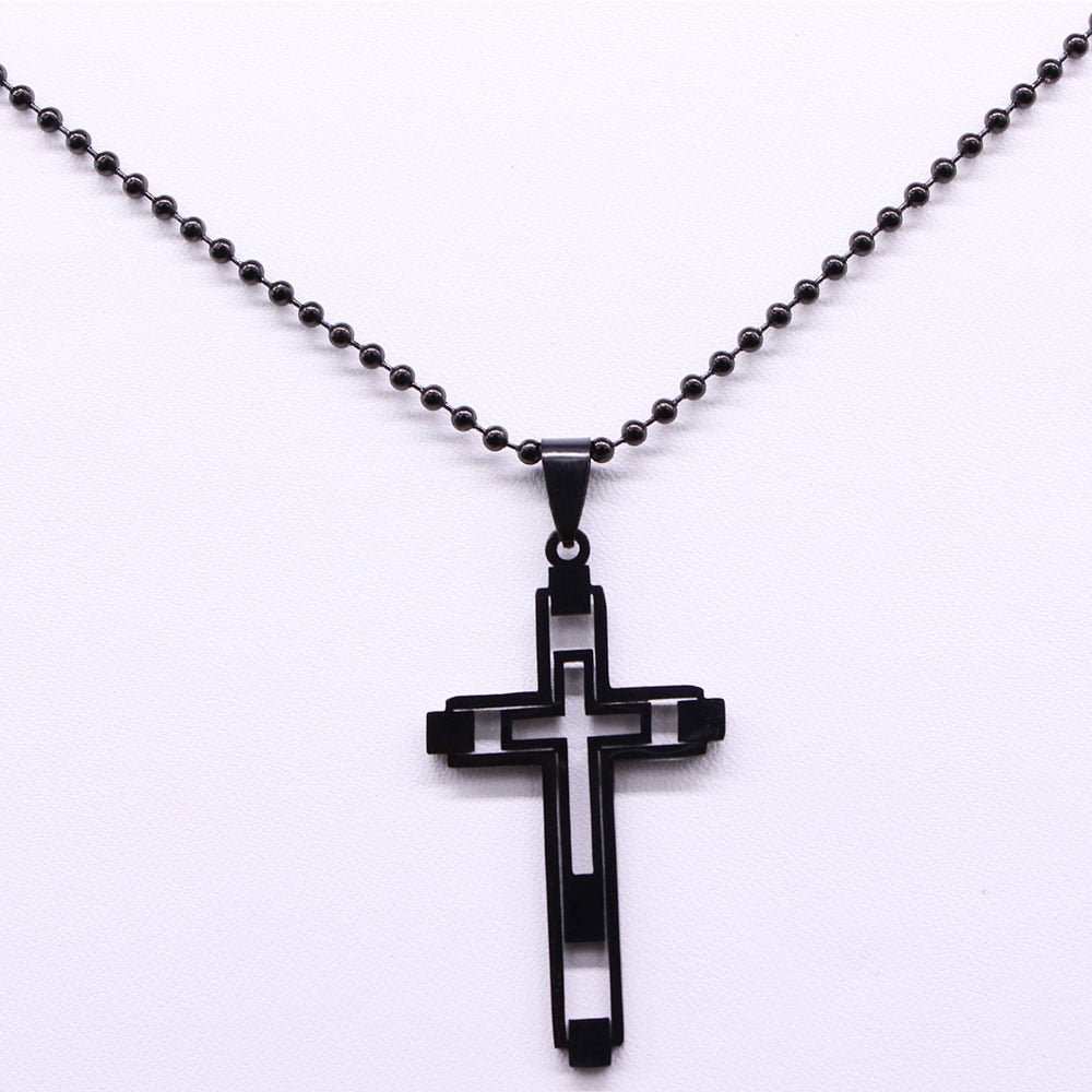 Cross Steel Choker Necklace - Gold & Silver