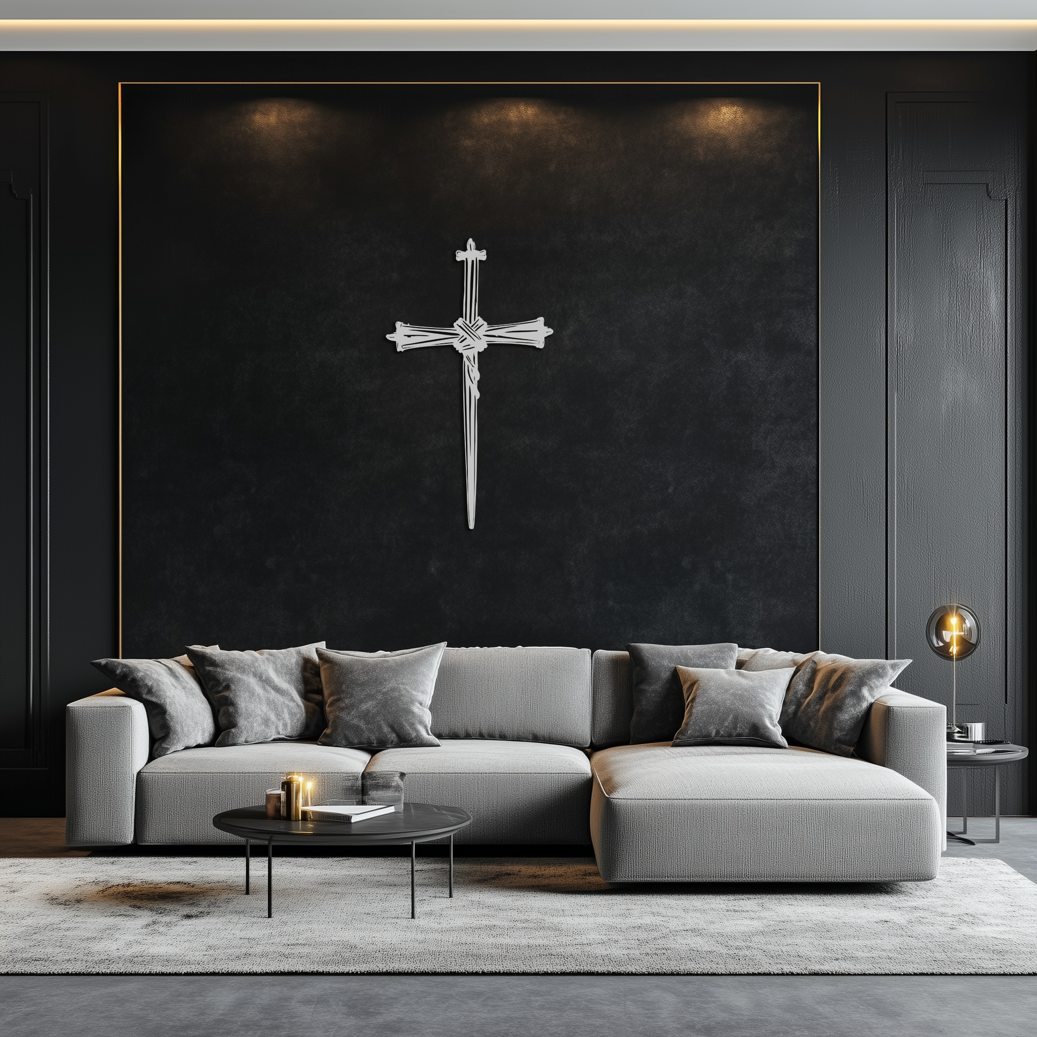 Christian Barbed Wire Cross Metal Wall Art – Religious Rustic Home Decor- KAF553