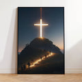 Modern Christian Cross On The Top Of The Mountain Wall Art Canvas Painting Jesus Believers Posters For Room Home Church Decor