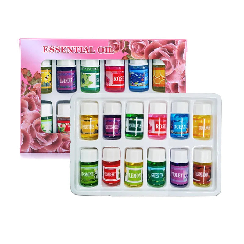 12-Pack 3ml (0.10 fl oz) Water-Soluble Aromatherapy Essential Oils for Diffusers & Humidifiers