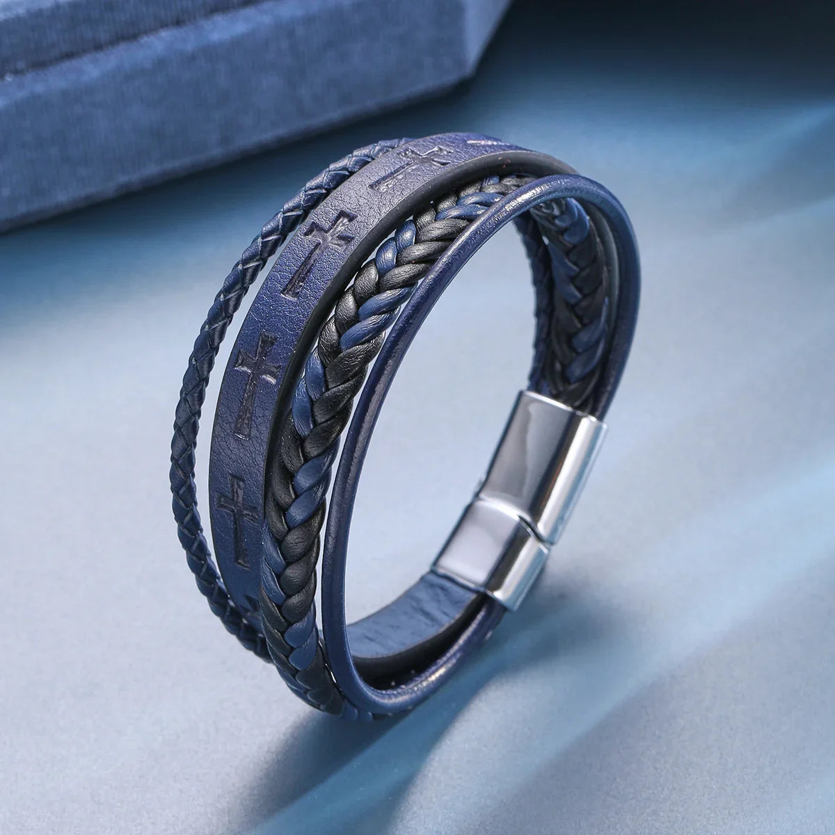 Cross Leather Rope Bracelet - Men's Vintage Style