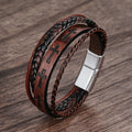 Cross Leather Rope Bracelet - Men's Vintage Style