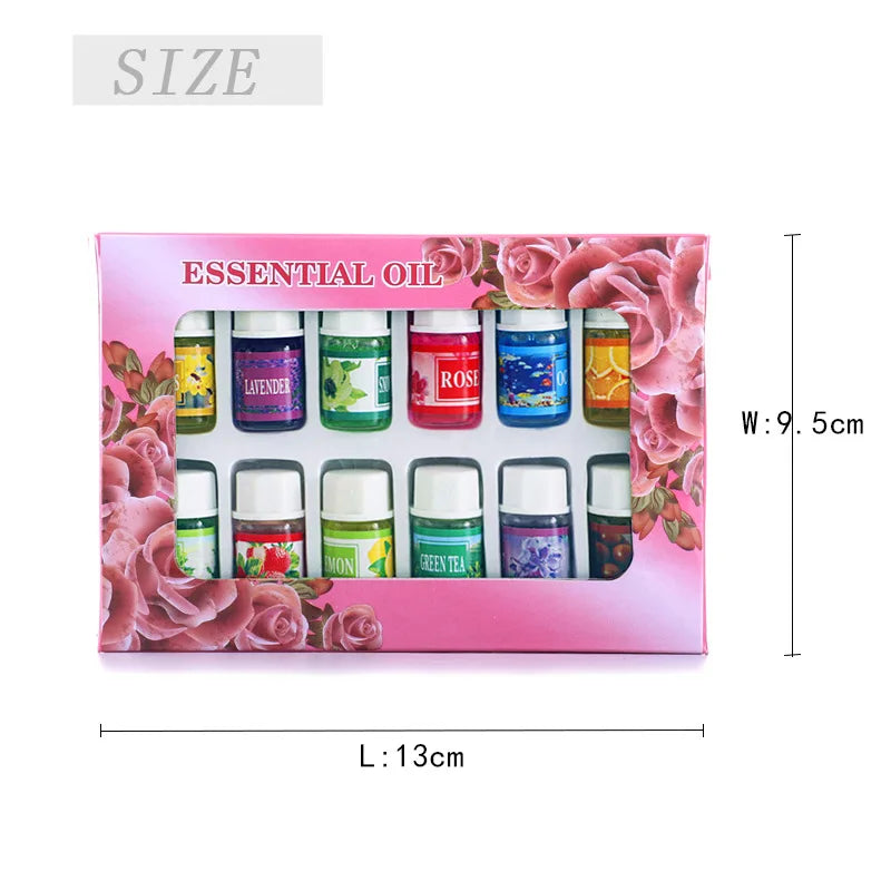 12-Pack 3ml (0.10 fl oz) Water-Soluble Aromatherapy Essential Oils for Diffusers & Humidifiers