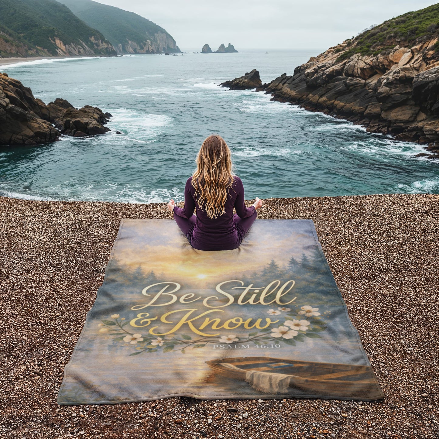 Be Still and Know Christian Blanket – Psalm 46:10 Faith Comfort Coral Fleece Blanket