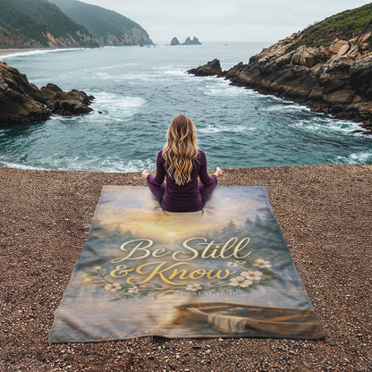 Be Still and Know Christian Blanket – Psalm 46:10 Faith Comfort Coral Fleece Blanket