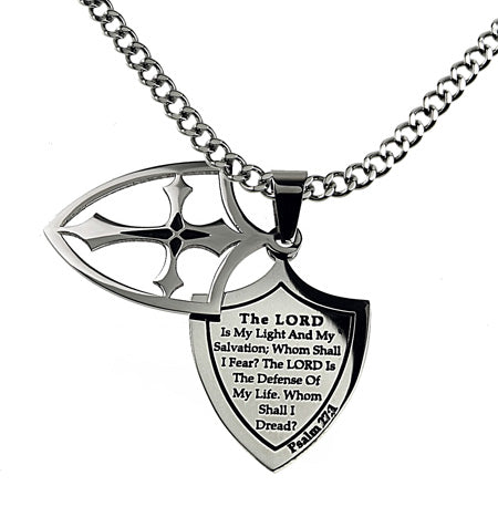 Two Piece Shield Cross Necklace