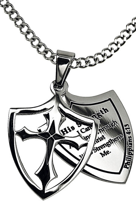 Two Piece Shield Cross Necklace