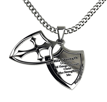 Two Piece Shield Cross Necklace