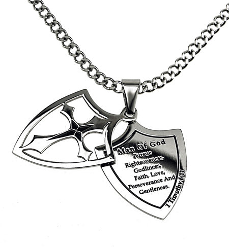 Two Piece Shield Cross Necklace