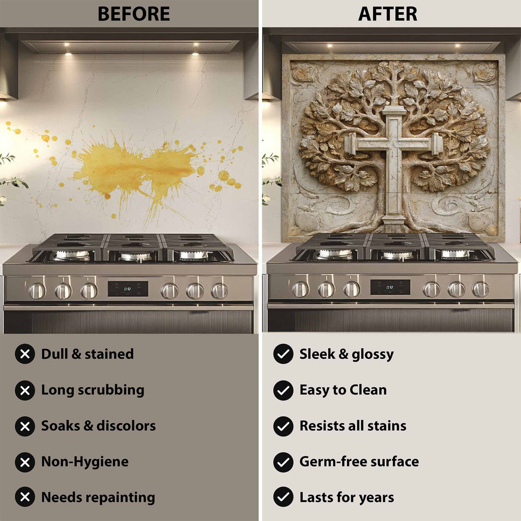 Faith Root Tempered Glass Backsplash – Tree of Life Kitchen Backsplash